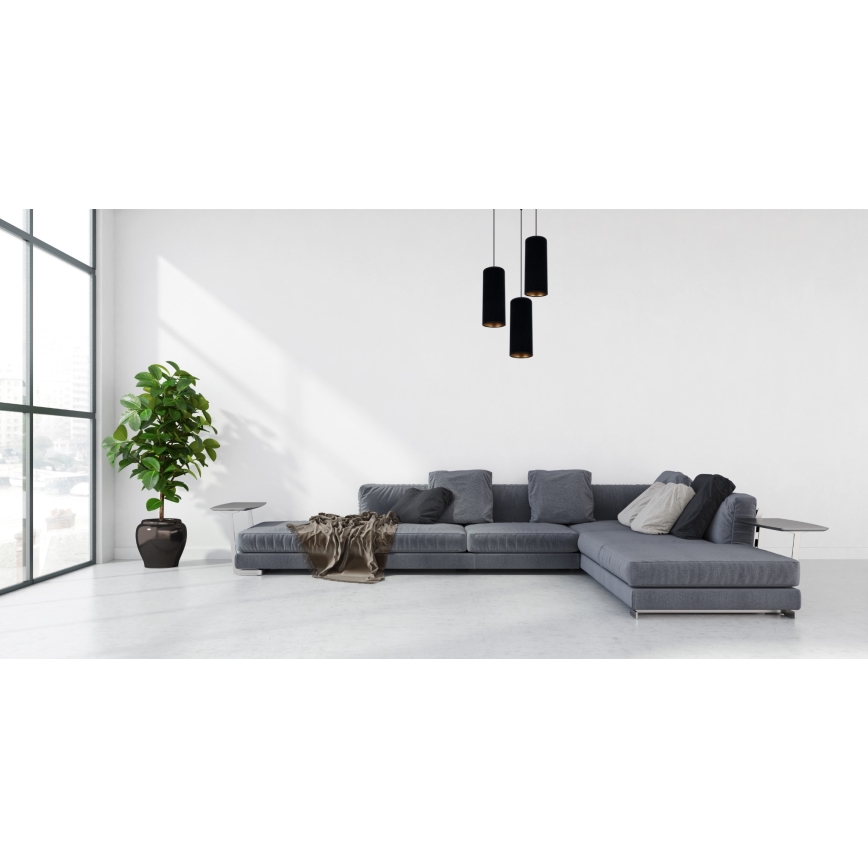 Lampadario a sospensione con filo AVALO 3xE27/60W/230V diametro 35 cm nero
