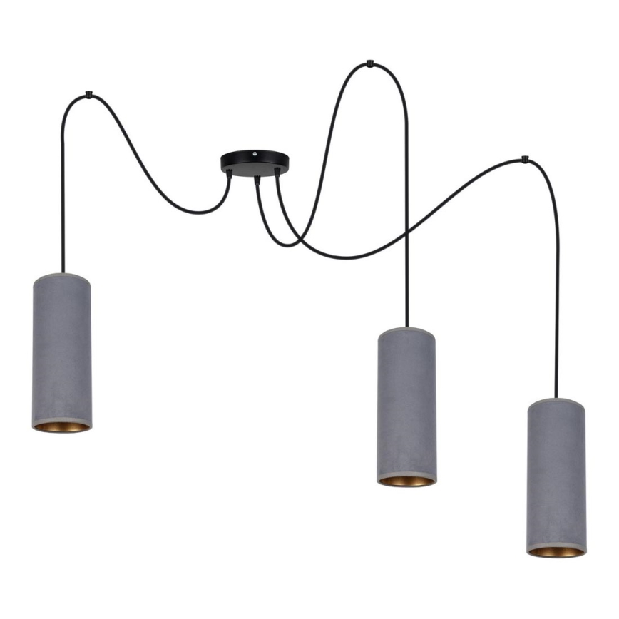Lampadario a sospensione con filo AVALO 3xE27/60W/230V ragno grigio