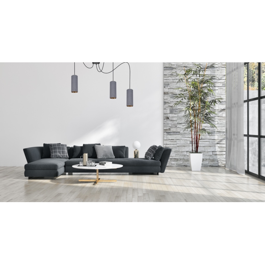 Lampadario a sospensione con filo AVALO 3xE27/60W/230V ragno grigio