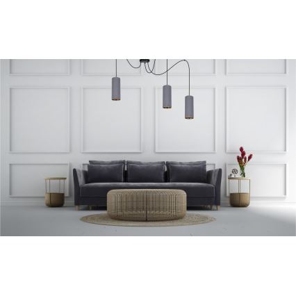 Lampadario a sospensione con filo AVALO 3xE27/60W/230V ragno grigio
