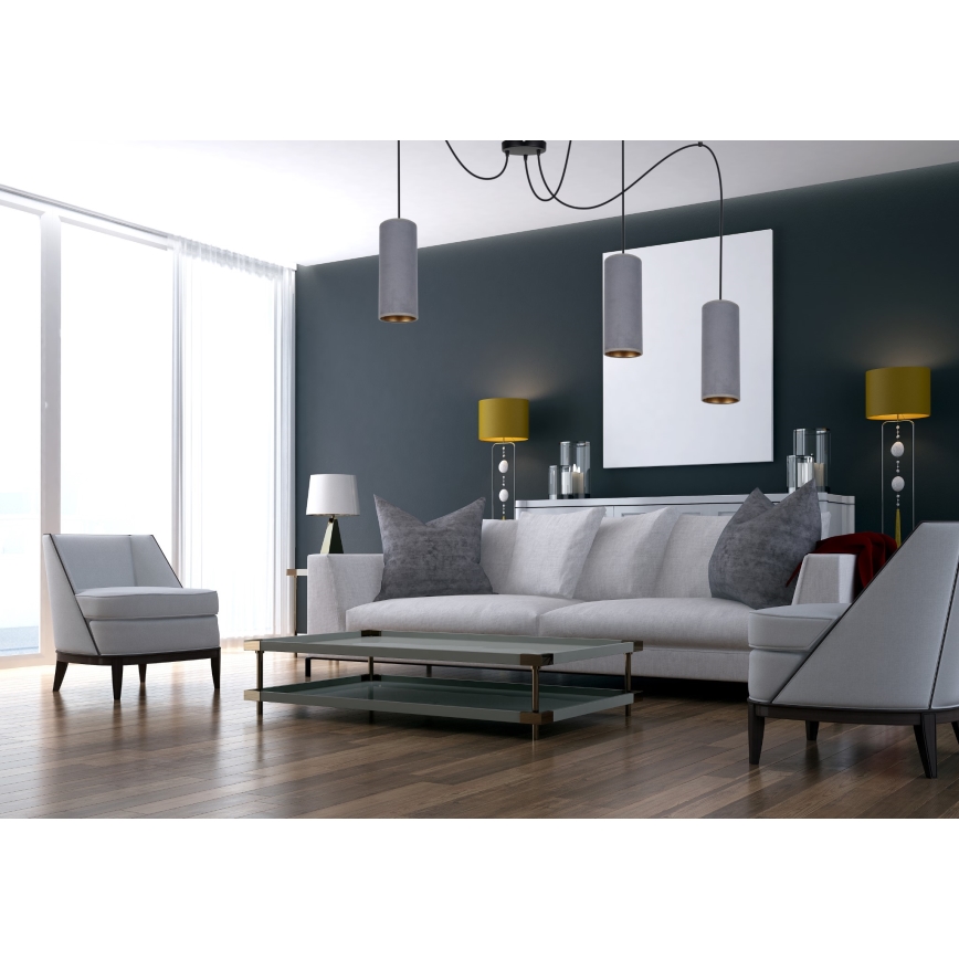 Lampadario a sospensione con filo AVALO 3xE27/60W/230V ragno grigio