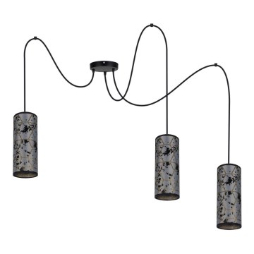Lampadario a sospensione con filo AVALO 3xE27/60W/230V ragno grigio/nero
