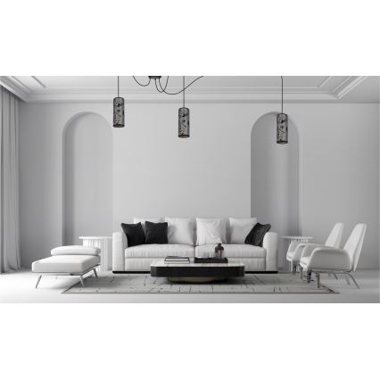 Lampadario a sospensione con filo AVALO 3xE27/60W/230V ragno grigio/nero