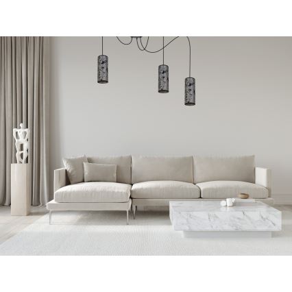 Lampadario a sospensione con filo AVALO 3xE27/60W/230V ragno grigio/nero