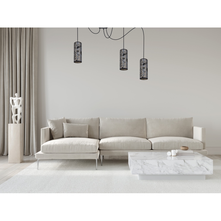 Lampadario a sospensione con filo AVALO 3xE27/60W/230V ragno grigio/nero