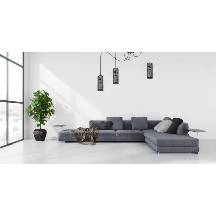 Lampadario a sospensione con filo AVALO 3xE27/60W/230V ragno grigio/nero