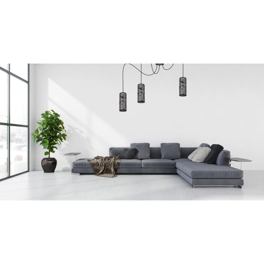 Lampadario a sospensione con filo AVALO 3xE27/60W/230V ragno grigio/nero