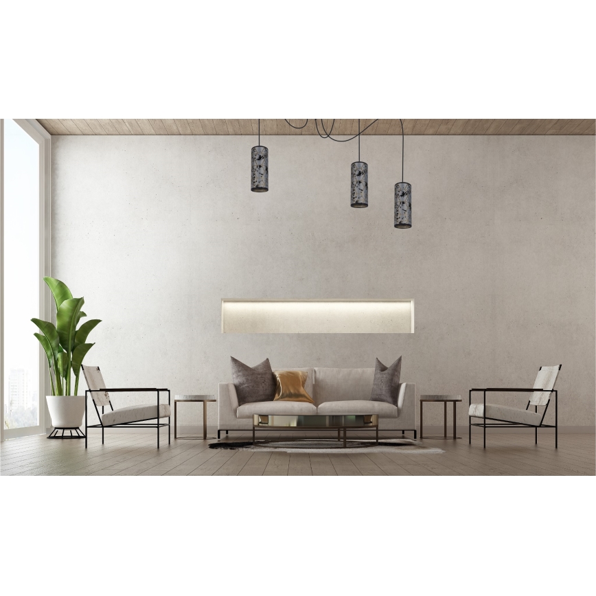 Lampadario a sospensione con filo AVALO 3xE27/60W/230V ragno grigio/nero