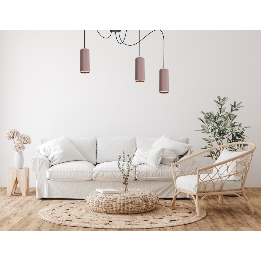 Lampadario a sospensione con filo AVALO 3xE27/60W/230V ragno rosa/rame
