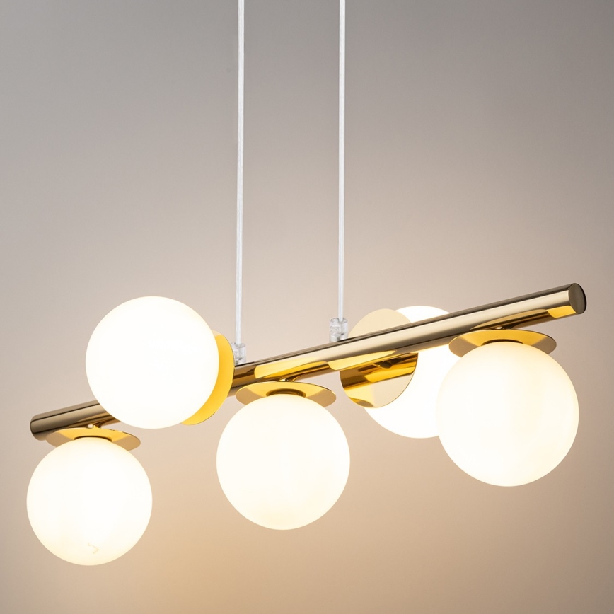 Lampadario a sospensione con filo AVOLA 5xG9/12W/230V oro