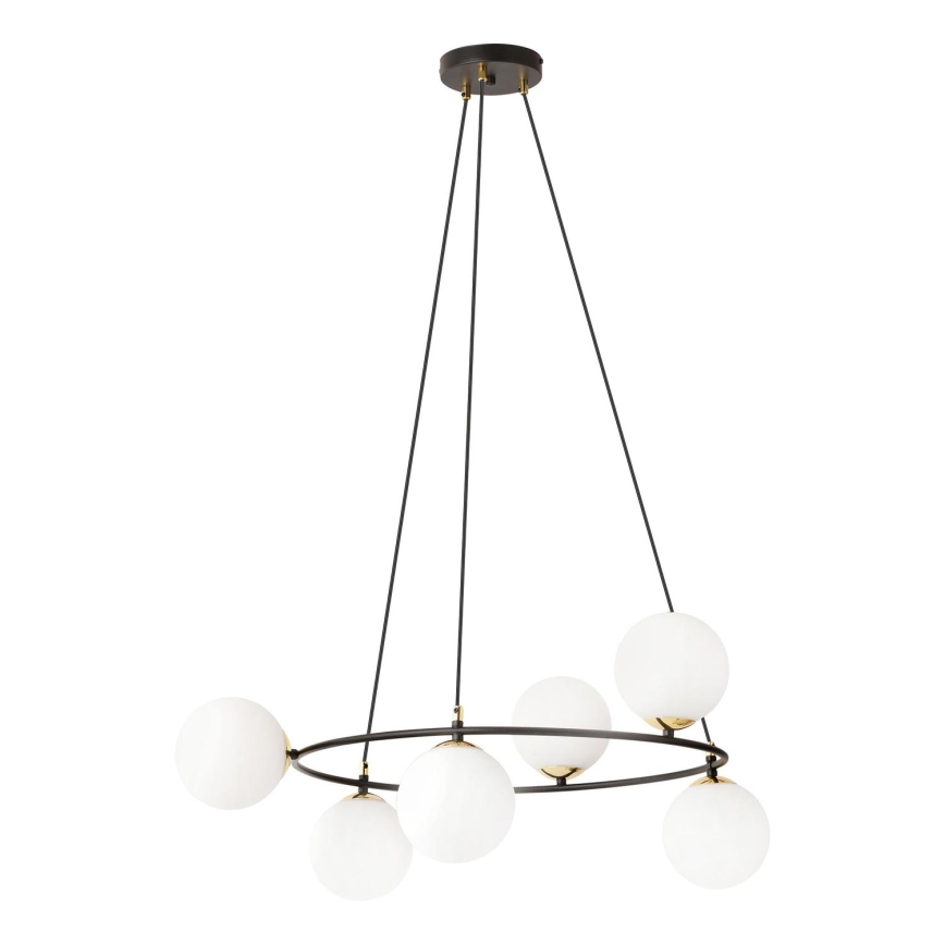 Lampadario a sospensione con filo AZURA 6xE14/10W/230V nero/bianco