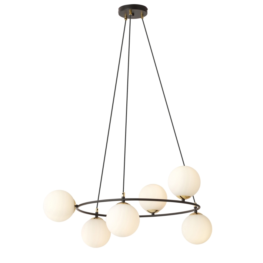 Lampadario a sospensione con filo AZURA 6xE14/10W/230V nero/bianco