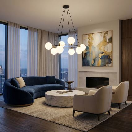 Lampadario a sospensione con filo AZURA 8xE14/10W/230V nero/bianco