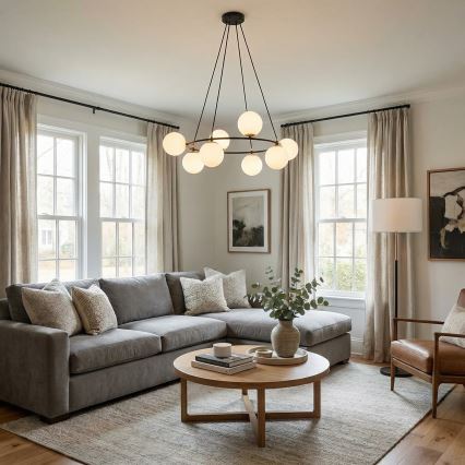 Lampadario a sospensione con filo AZURA 8xE14/10W/230V nero/bianco