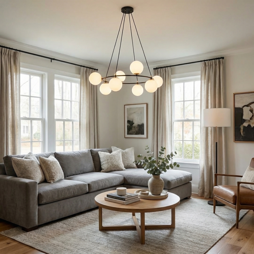 Lampadario a sospensione con filo AZURA 8xE14/10W/230V nero/bianco