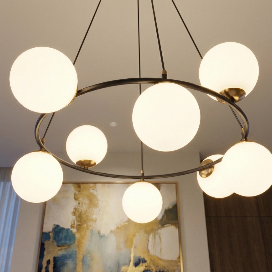 Lampadario a sospensione con filo AZURA 8xE14/10W/230V nero/bianco