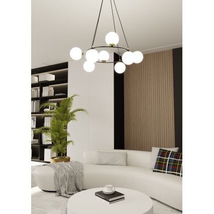 Lampadario a sospensione con filo AZURA 8xE14/10W/230V nero/bianco
