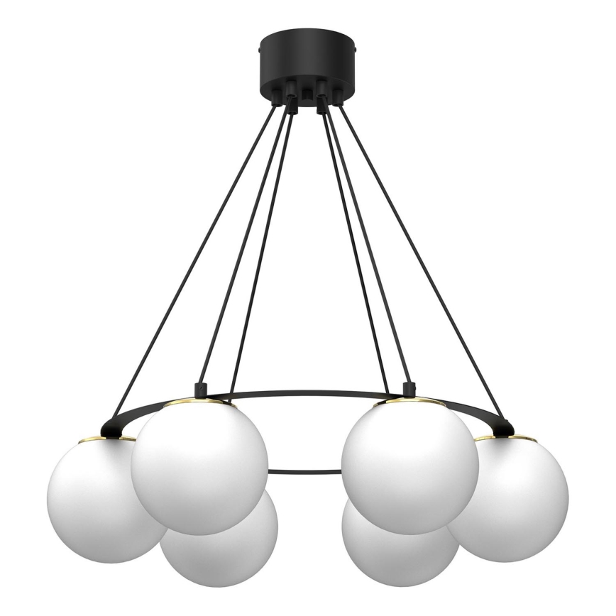 Lampadario a sospensione con filo BALLO 6xE27/15W/230V nero/bianco