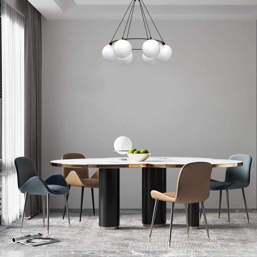 Lampadario a sospensione con filo BALLO 6xE27/15W/230V nero/bianco