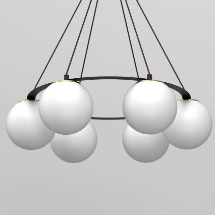 Lampadario a sospensione con filo BALLO 6xE27/15W/230V nero/bianco