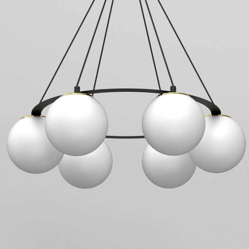 Lampadario a sospensione con filo BALLO 6xE27/15W/230V nero/bianco