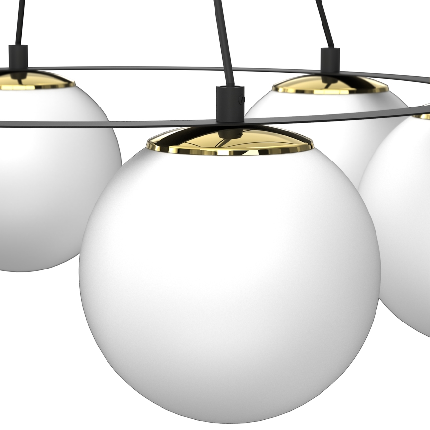 Lampadario a sospensione con filo BALLO 6xE27/15W/230V nero/bianco