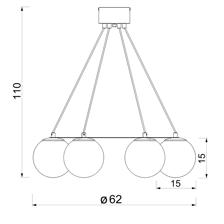 Lampadario a sospensione con filo BALLO 6xE27/15W/230V nero/bianco