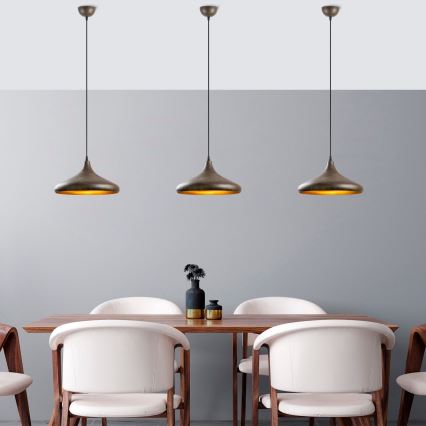 Lampadario a sospensione con filo BAREK 1xE27/40W/230V grigio