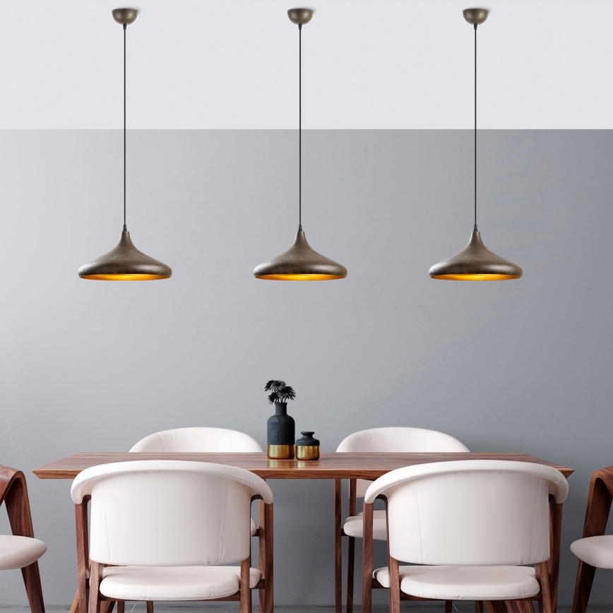 Lampadario a sospensione con filo BAREK 1xE27/40W/230V grigio