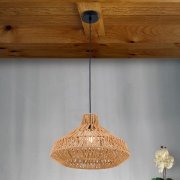 Lampadario a sospensione con filo BASKET 1xE27/40W/230V diametro 40 cm canapa