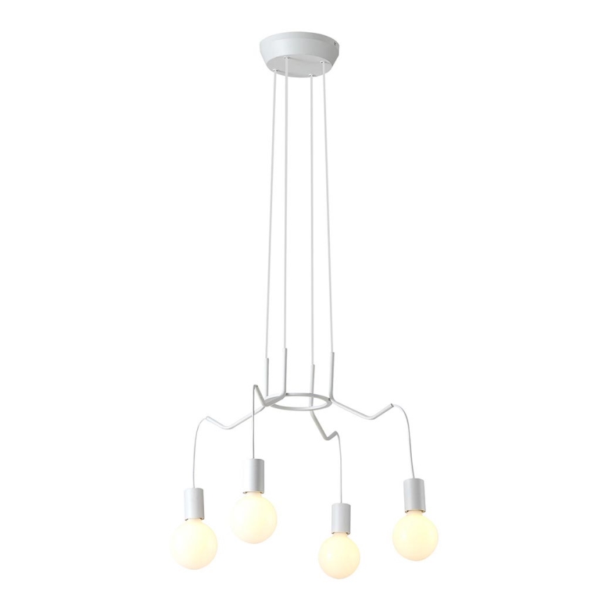 Lampadario a sospensione con filo BASSO 4xE27/40W/230V bianco