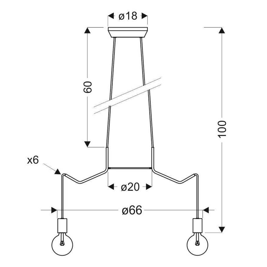 Lampadario a sospensione con filo BASSO 6xE27/40W/230V nero