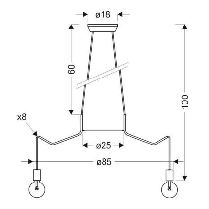 Lampadario a sospensione con filo BASSO 8xE27/40W/230V bianco