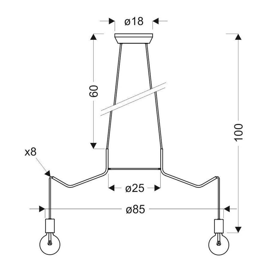 Lampadario a sospensione con filo BASSO 8xE27/40W/230V bianco