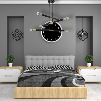 Lampadario a sospensione con filo BASTONE 6xE14/40W/230V nero/oro