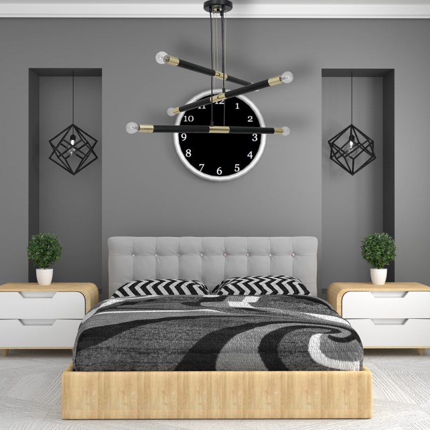 Lampadario a sospensione con filo BASTONE 6xE14/40W/230V nero/oro