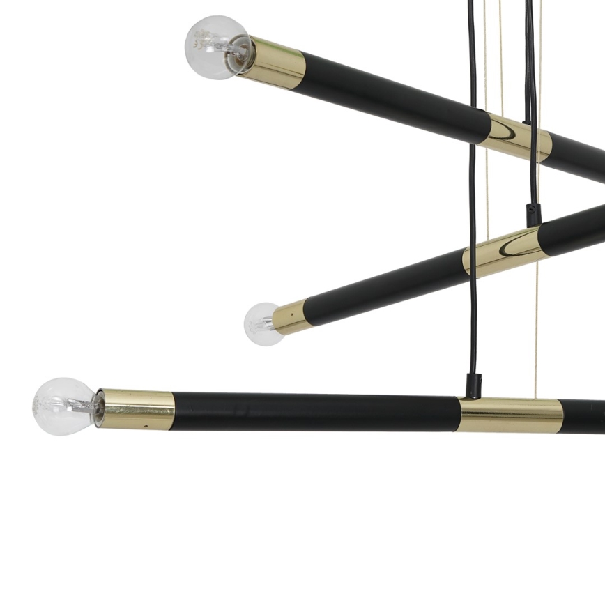 Lampadario a sospensione con filo BASTONE 6xE14/40W/230V nero/oro