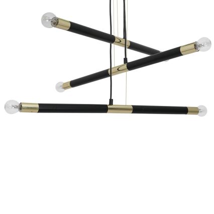 Lampadario a sospensione con filo BASTONE 6xE14/40W/230V nero/oro