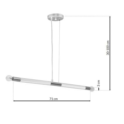 Lampadario a sospensione con filo BASTONE WHITE 2xE14/40W/230V bianco/cromo lucido