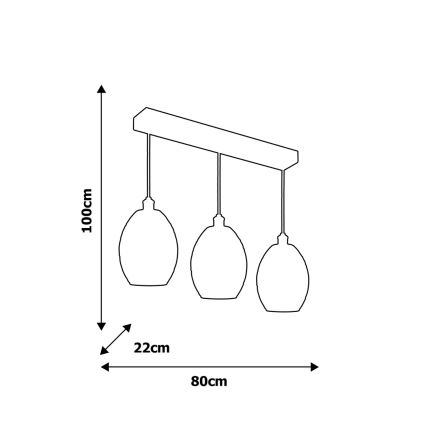 Lampadario a sospensione con filo BELIZE 3xE27/60W/230V