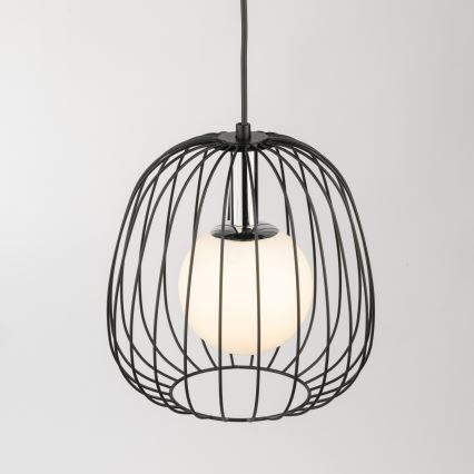 Lampadario a sospensione con filo BELL 1xG9/12W/230V diametro 24 cm nero/cromo lucido