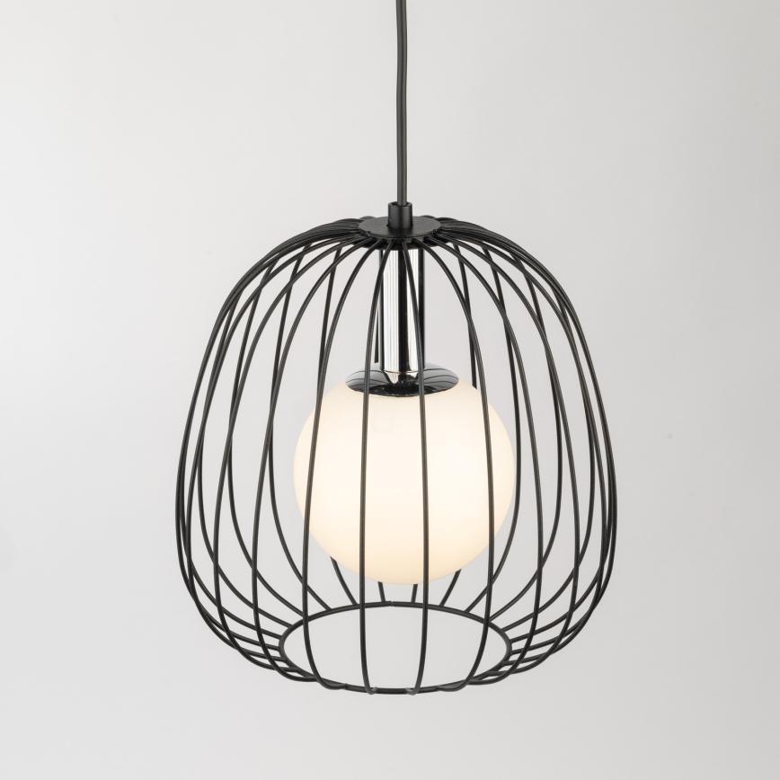 Lampadario a sospensione con filo BELL 1xG9/12W/230V diametro 24 cm nero/cromo lucido