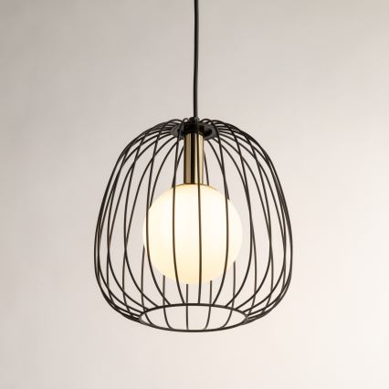 Lampadario a sospensione con filo BELL 1xG9/12W/230V diametro 24 cm nero/oro