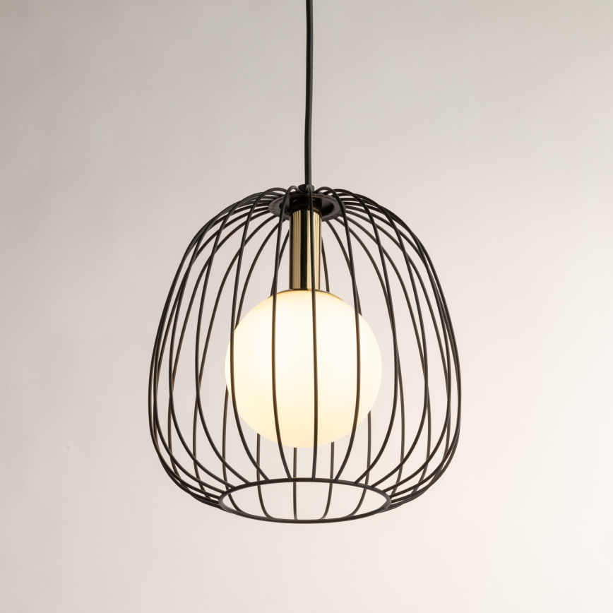 Lampadario a sospensione con filo BELL 1xG9/12W/230V diametro 24 cm nero/oro