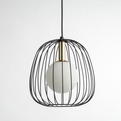 Lampadario a sospensione con filo BELL 1xG9/12W/230V diametro 24 cm nero/oro