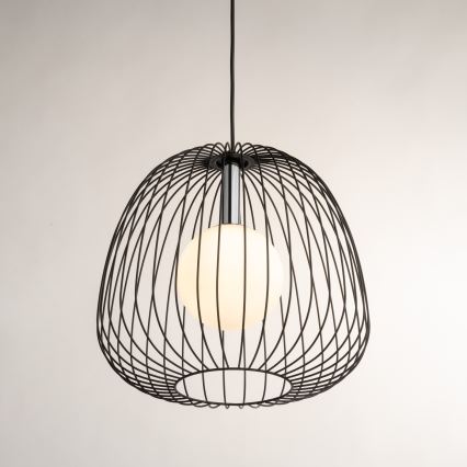 Lampadario a sospensione con filo BELL 1xG9/12W/230V diametro 33 cm nero/cromo lucido