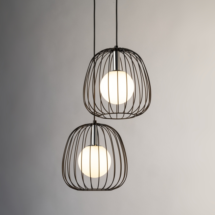Lampadario a sospensione con filo BELL 2xG9/12W/230V nero/cromo lucido