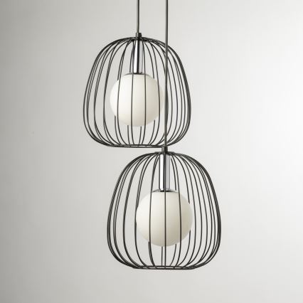 Lampadario a sospensione con filo BELL 2xG9/12W/230V nero/cromo lucido