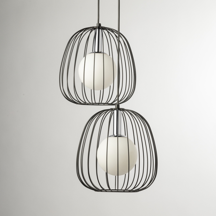 Lampadario a sospensione con filo BELL 2xG9/12W/230V nero/cromo lucido