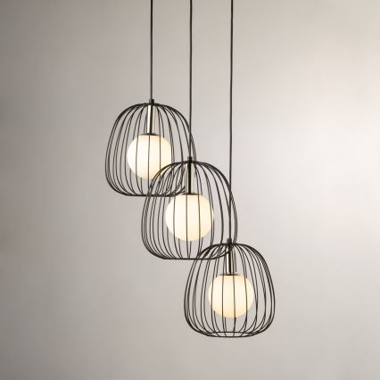 Lampadario a sospensione con filo BELL 3xG9/12W/230V nero/cromo lucido